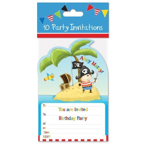 Pack of 10 Pirates Design Birthday Party Invitation Cards