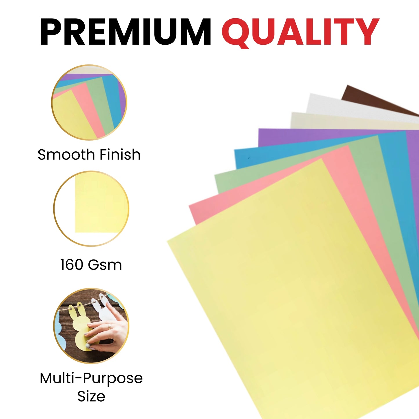 Pack of 400 A4 Assorted Easter Coloured 160gsm Craft Card Sheets – 8 Colours (50 each)