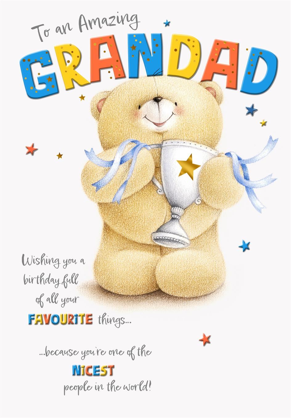 Forever Friends Bear With Trophy Design Grandad Birthday Card
