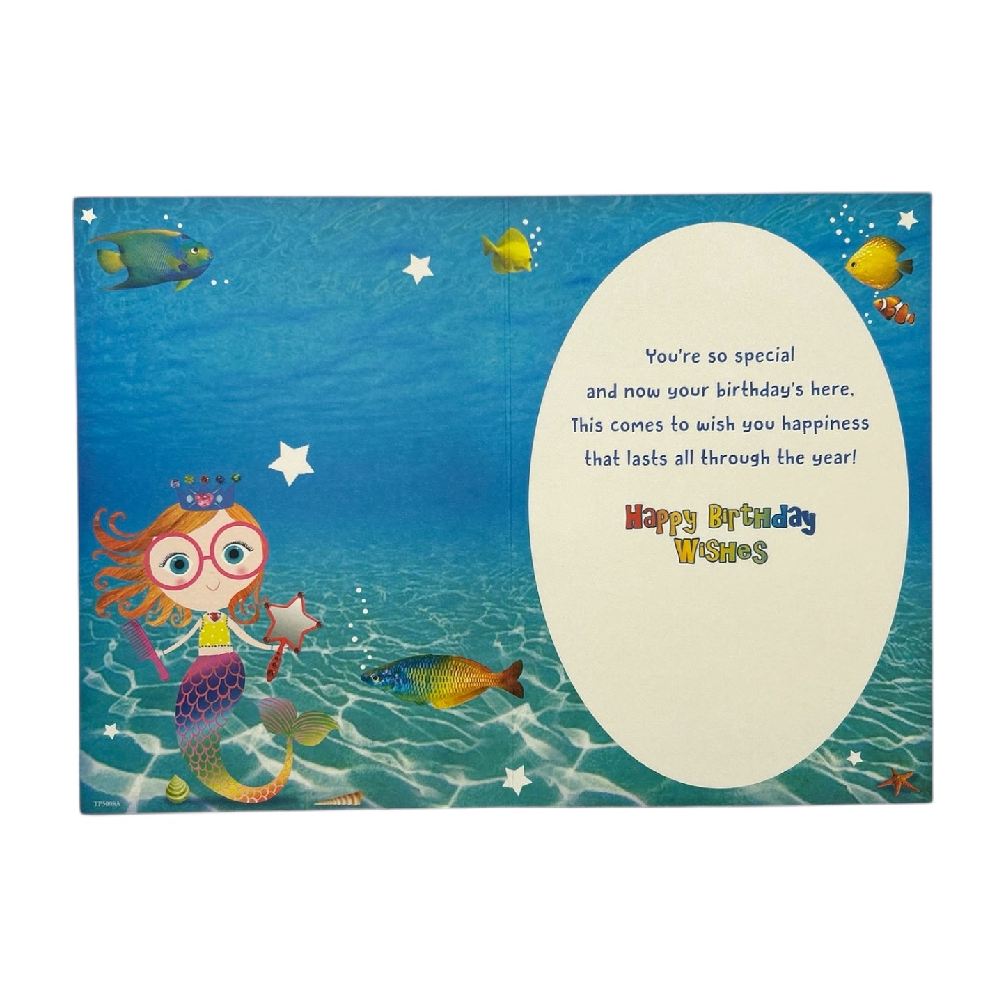 Age 08 Female Juvenile Trendy Pops Mermaid Princess Design Birthday Card