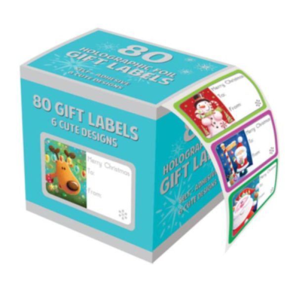 Pack of 80 Holographic Adhesive Christmas Gift Labels
