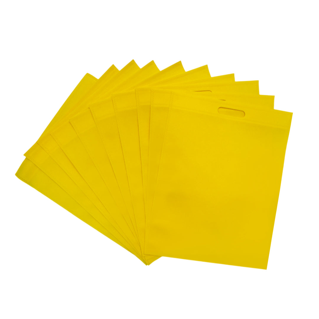 Pack of 50 Yellow Coloured 35x25cm Non-Woven Patch Handle Bags