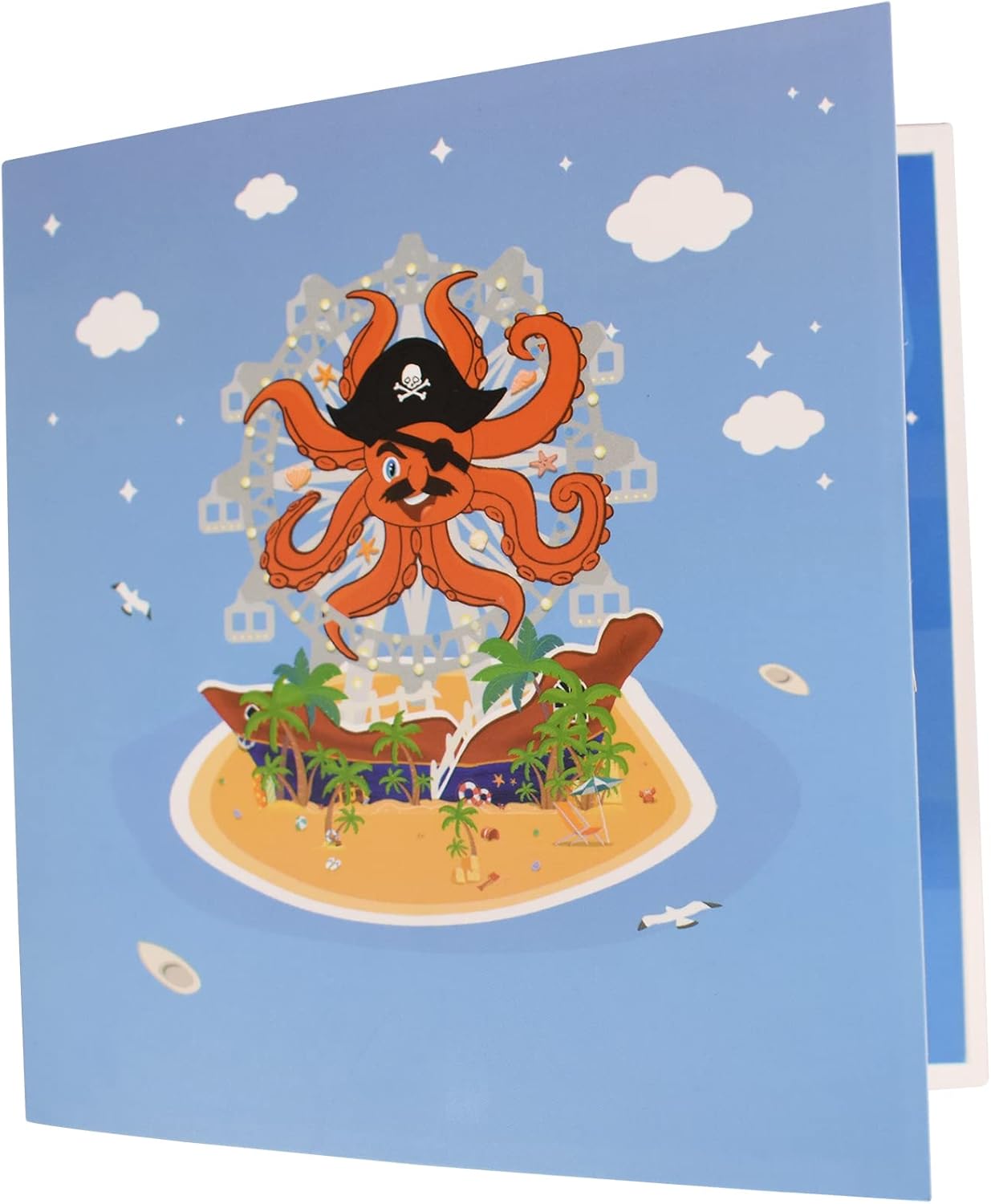 Pirate Octopus Ferris Wheel 3D Pop Up Greeting Card