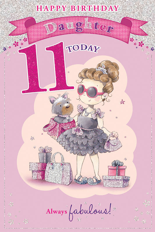 Today You're 11 Cute Little Girl At Shopping Design Daughter Candy Club Birthday Card