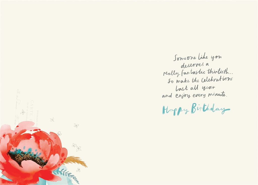 Willow Bouquet Flower Design 30th Birthday Card