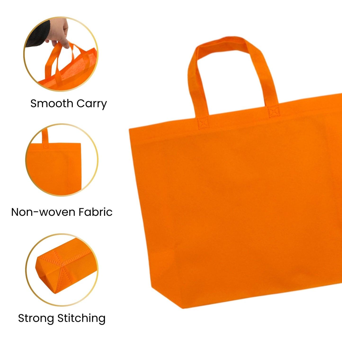 Pack of 100 White Coloured 40x30x10cm Non-Woven Bags with Handle