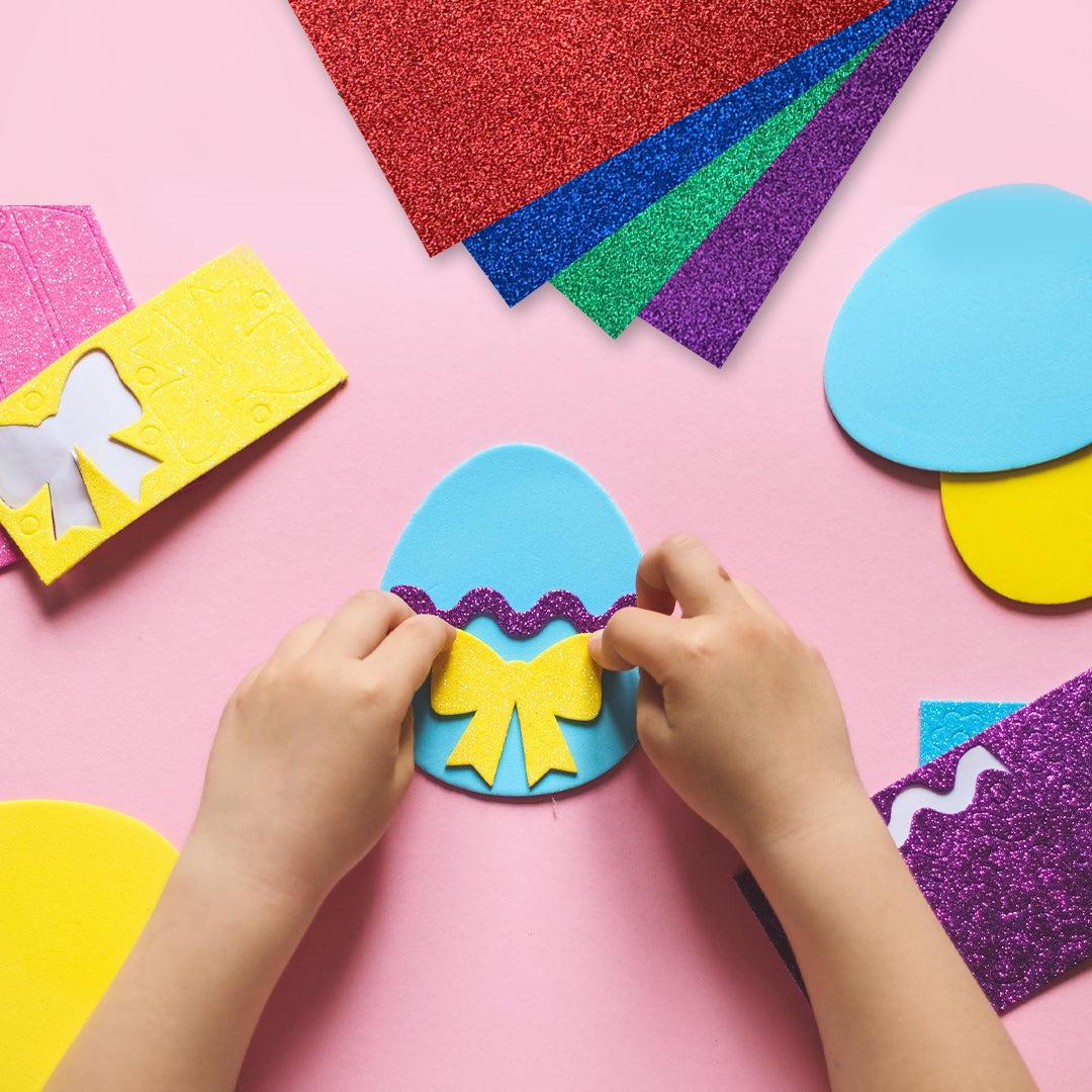 Pack of 10 A4 Blue Glitter Eva Foam Sheets