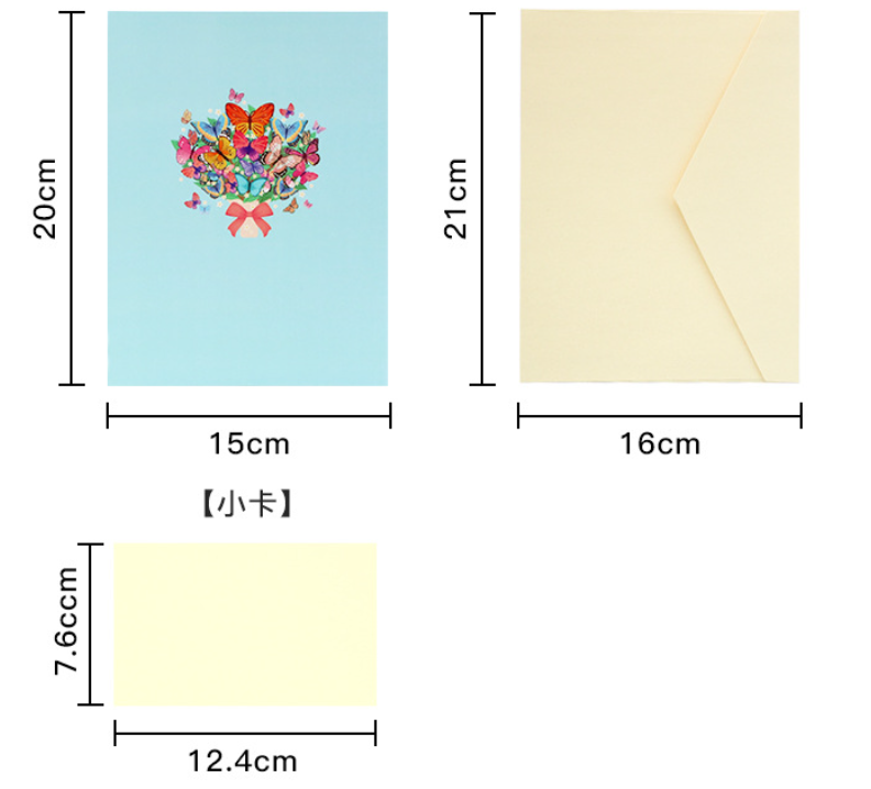 Blue Sealed Butterfly Bouquet 3D Pop Up Greeting Card