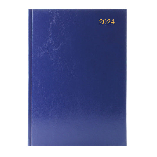 Janrax 2024 A4 2 Pages Per Day Blue Desk Diary