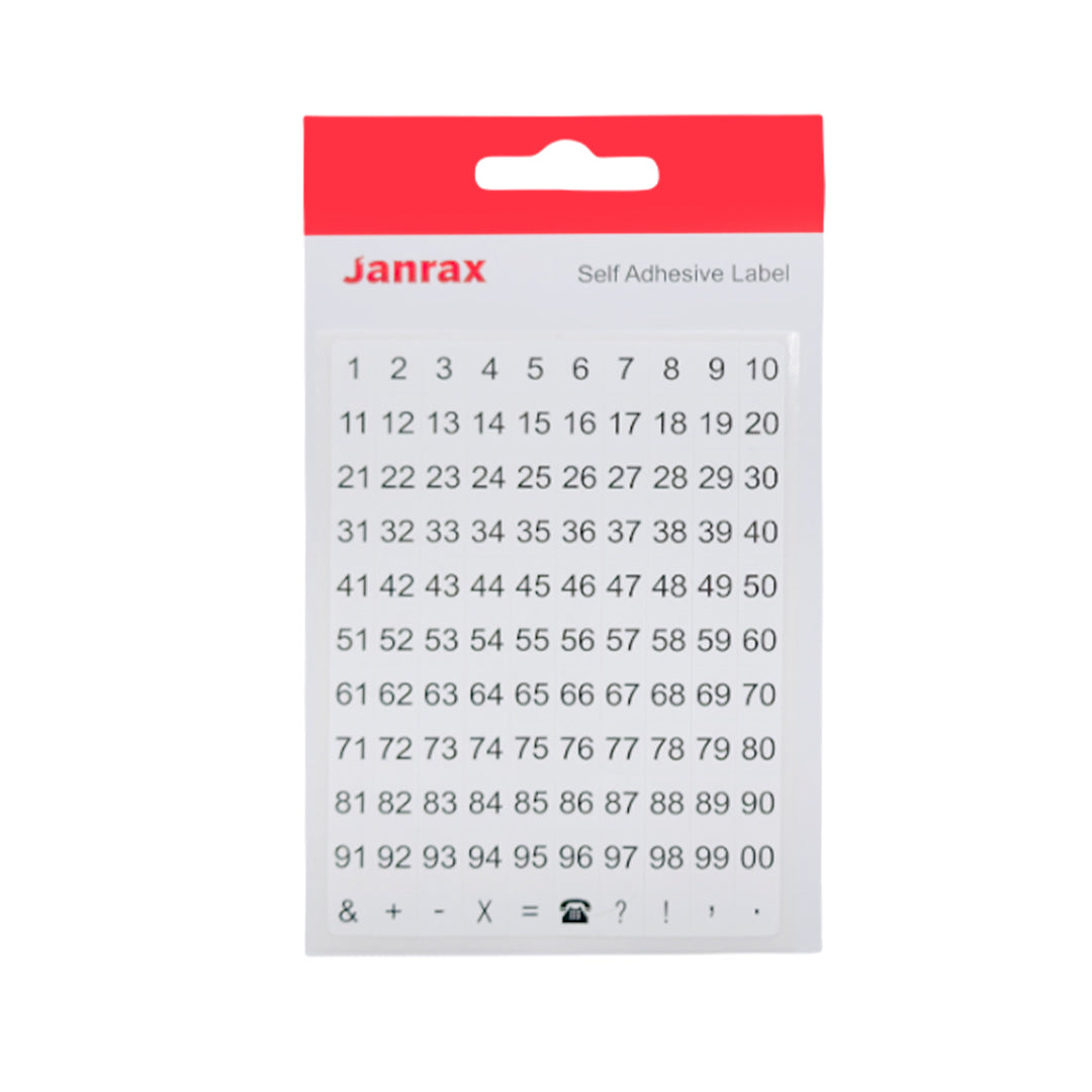Pack of 1320 White on Black 8x10mm 1-99 Numbers Self-Adhesive Labels