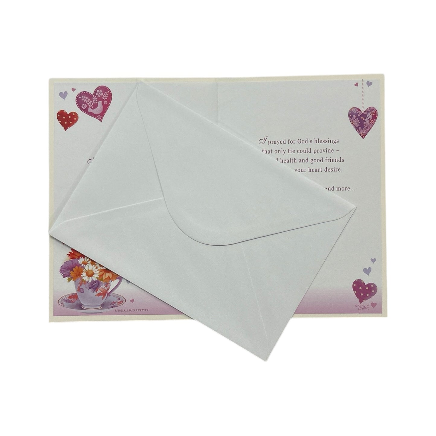 Prayer For You Flowers In Tea Cup Silver Design Thinking Of You Card