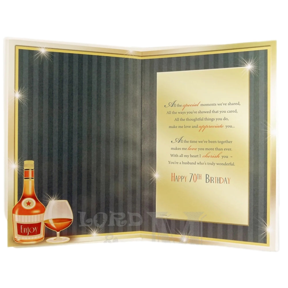 To My Dear Husband 70th Birthday Sparkling Greeting Card