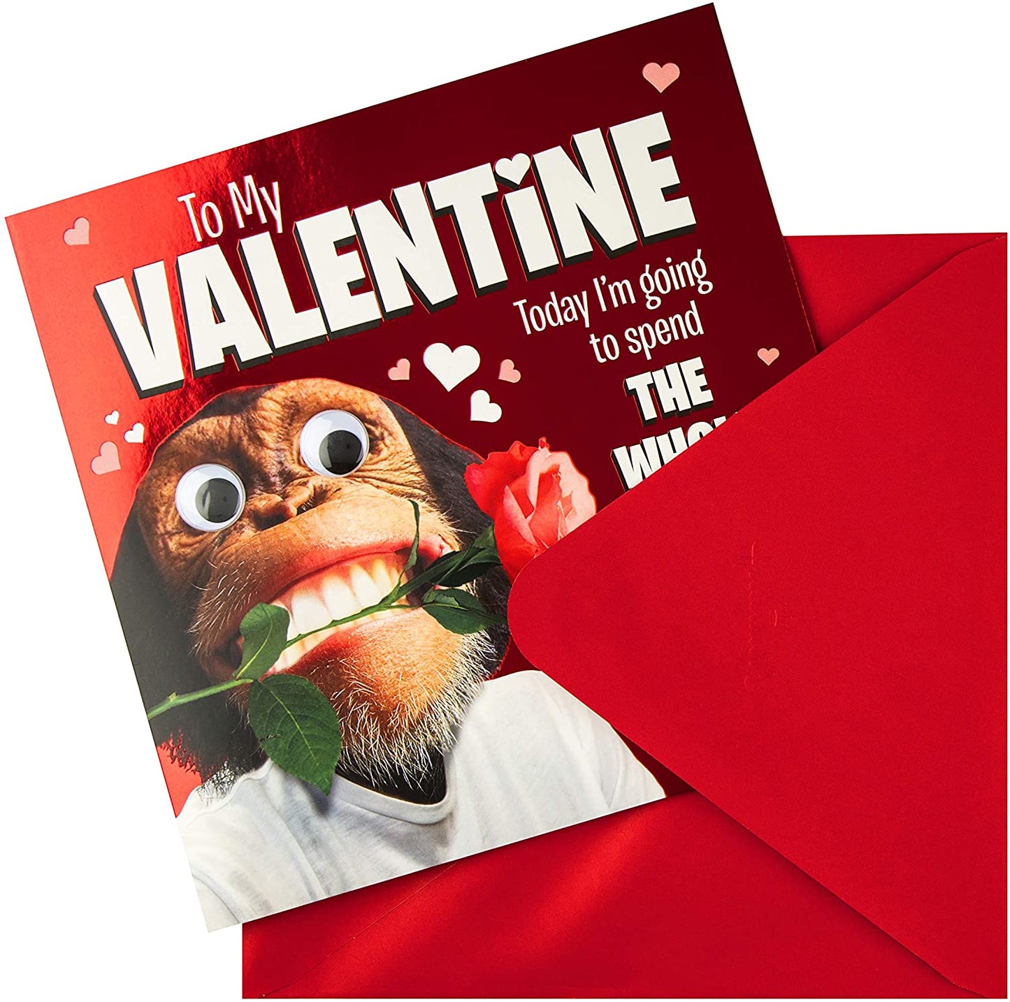 Googly Eyed Chimp Design Valentine's Day Card