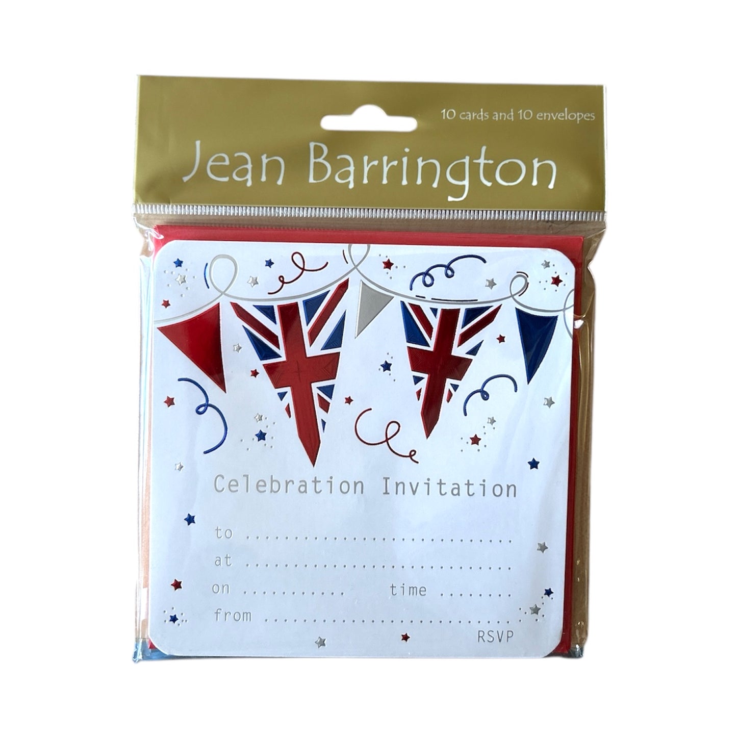 Pack of 10 Union Jack Great Britain Jubilee Invitation Cards