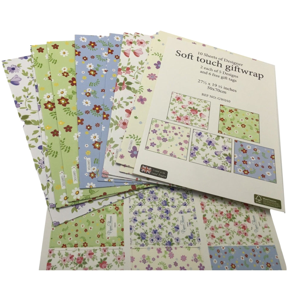 10 Sheets of Luxury Mix Designer Gift Wrapping Paper and Tags