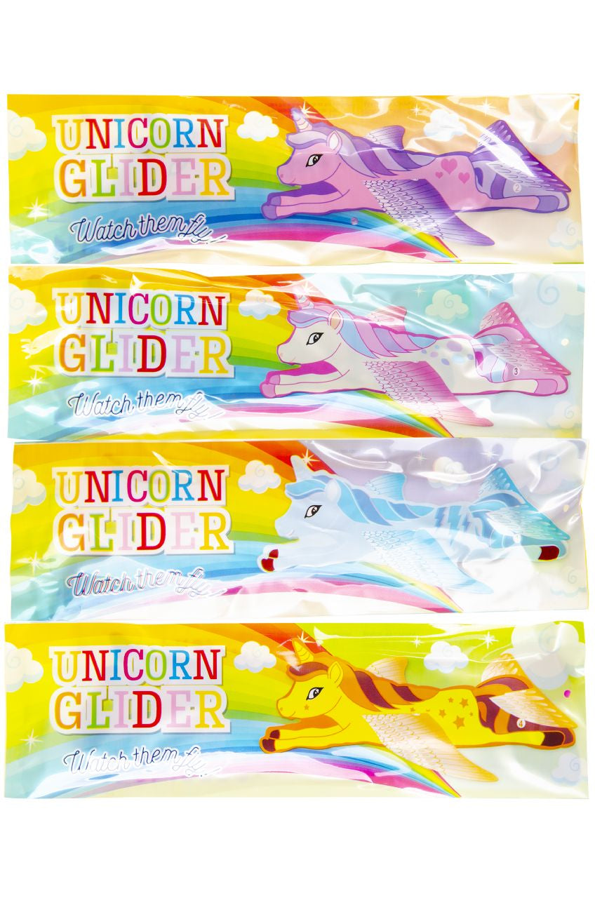 Pack of 12 Flying Unicorn Design Gliders 22Cm