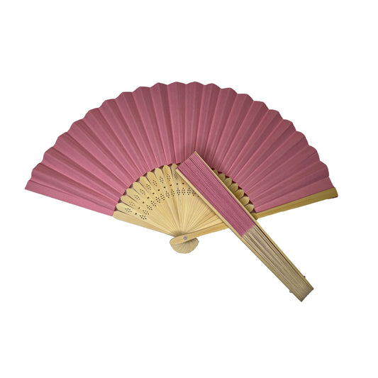 Pack of 10 Pink Paper Foldable Hand Held Bamboo Wooden Fans by Parev