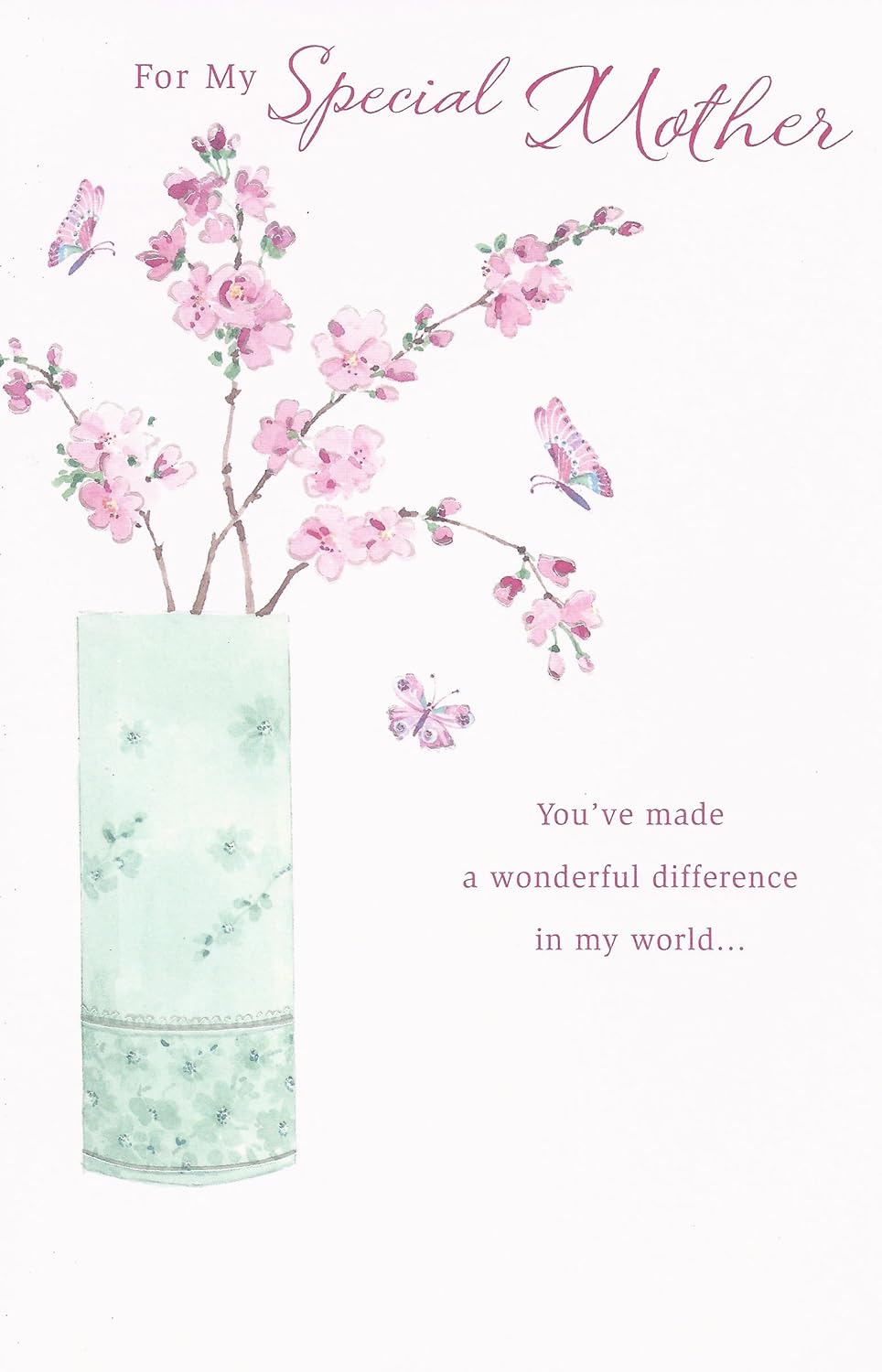 Special Mother Pink Flower And Butterflies Design Mother's Day Card