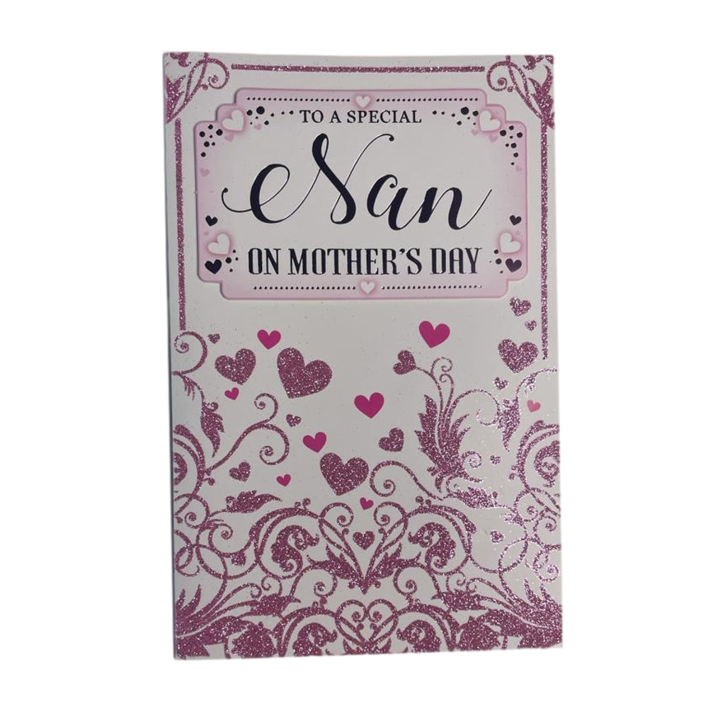 To A Special Nan Glitter Hearts Design Mother's Day Card