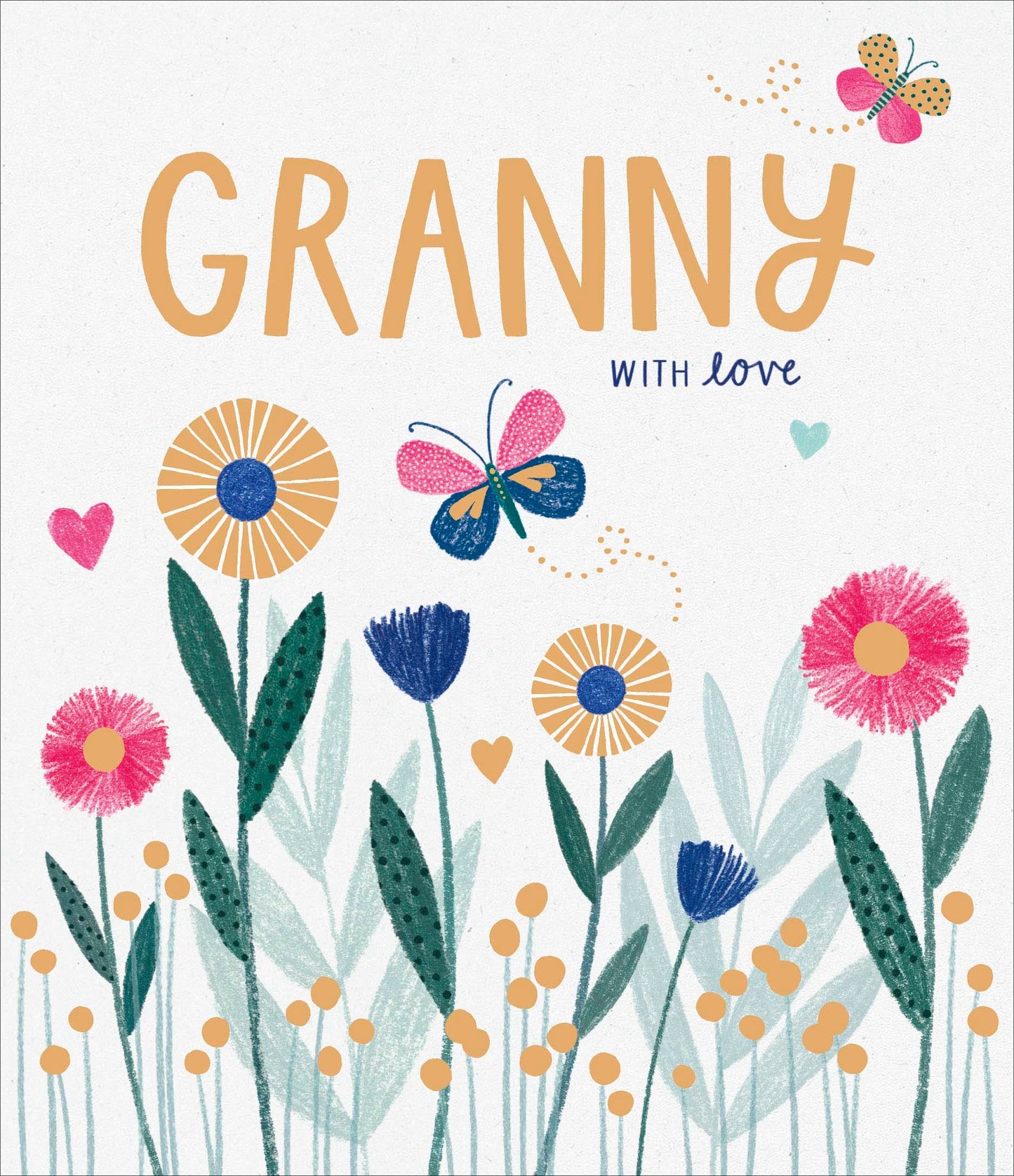 Granny Birthday Card Crayon Flowers Gold Foil