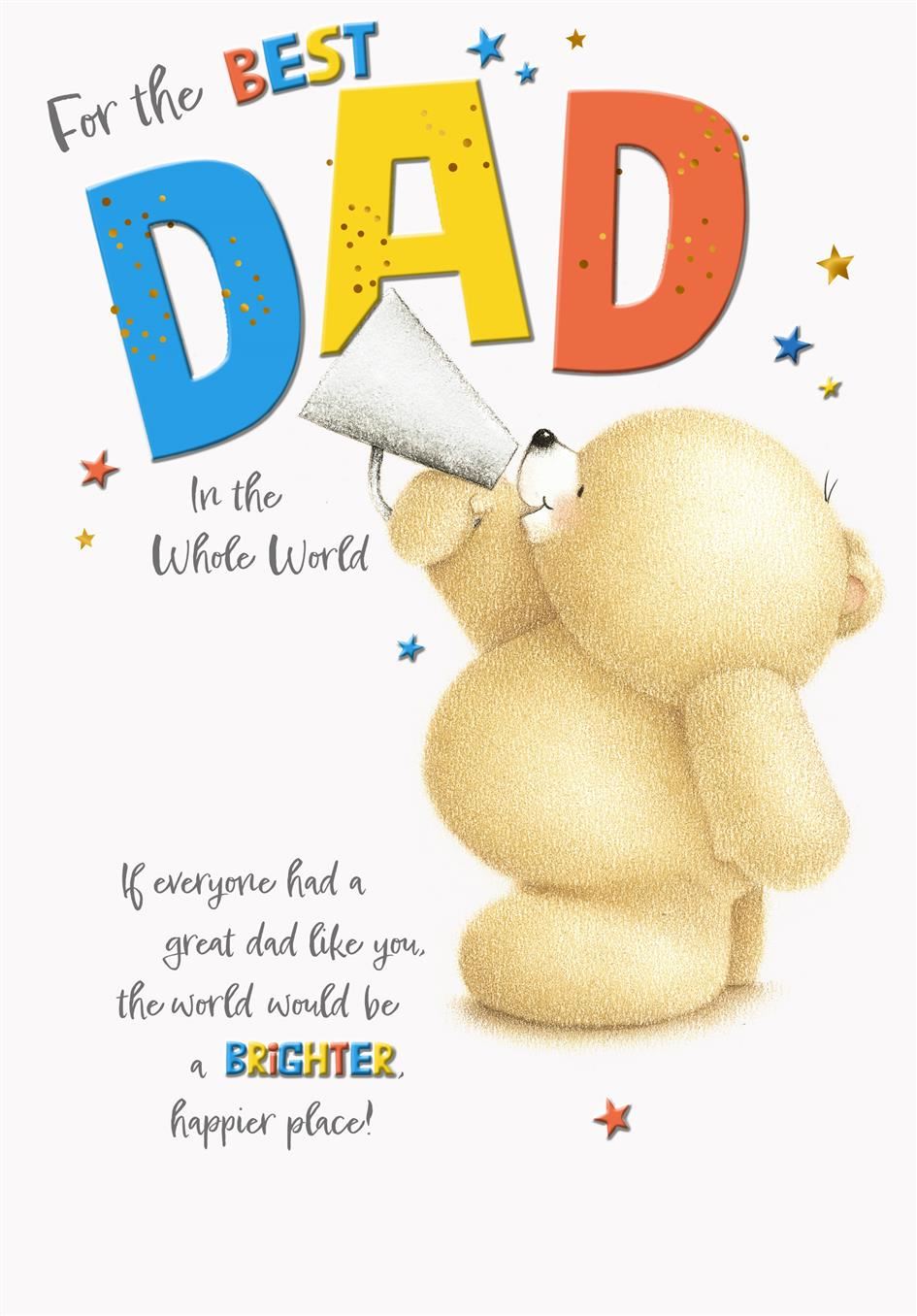 Forever Friends Bear with Megaphone Design Dad Birthday Card