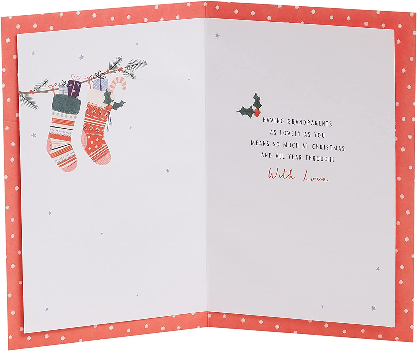 Nan & Grandad Christmas Card Cute Design with Christmas Stockings and Presents