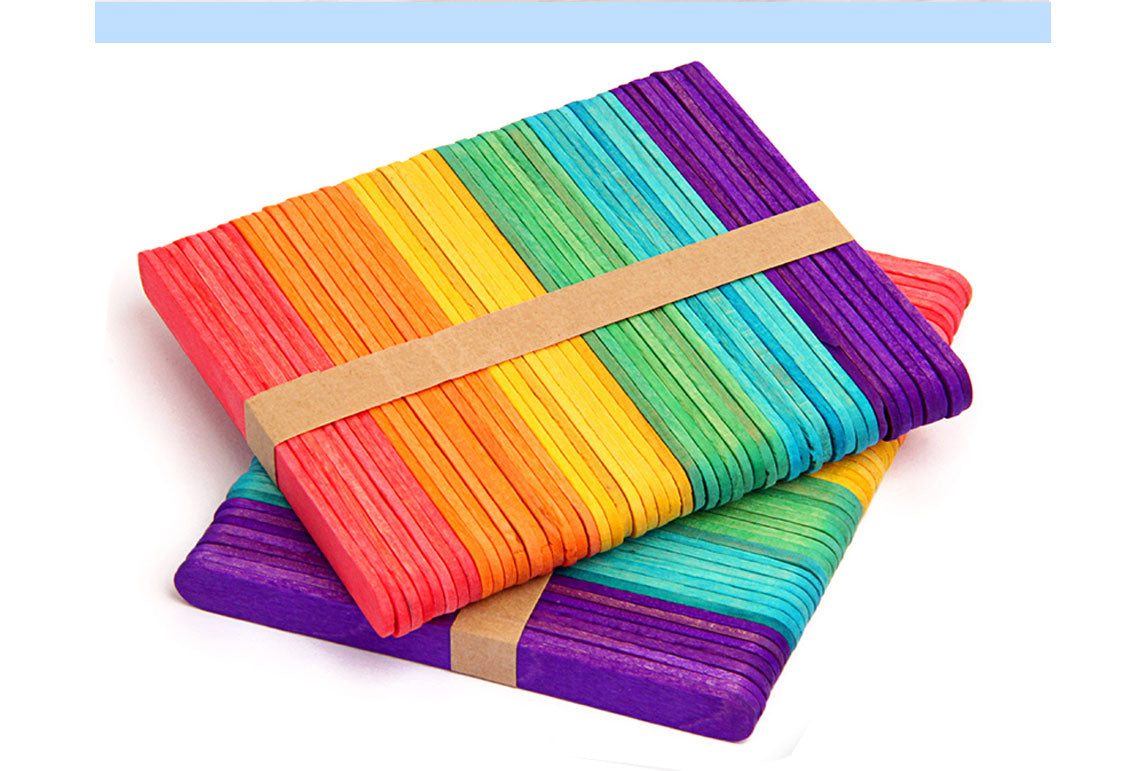 Pack of 50 Assorted Colour Wooden Sticks