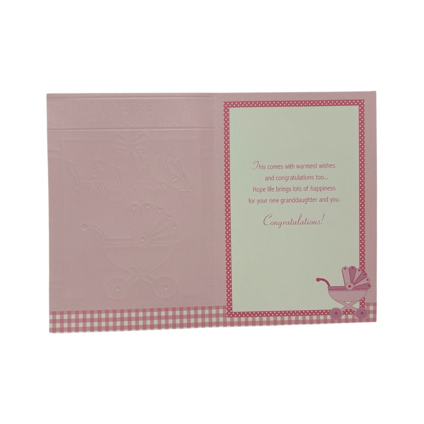 On Birth Of Granddaughter Pink Pram Design Congratulations Card