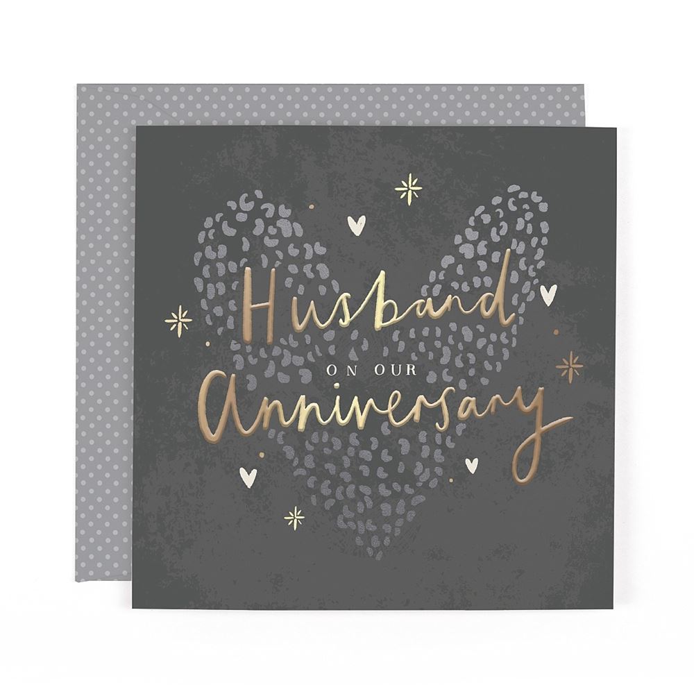 Heart Design Contemporary Luxury Foiled Husband Anniversary Card