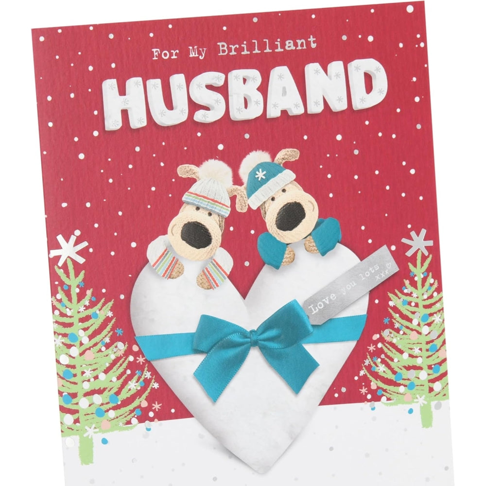 Boofles With Heart Husband Christmas Card