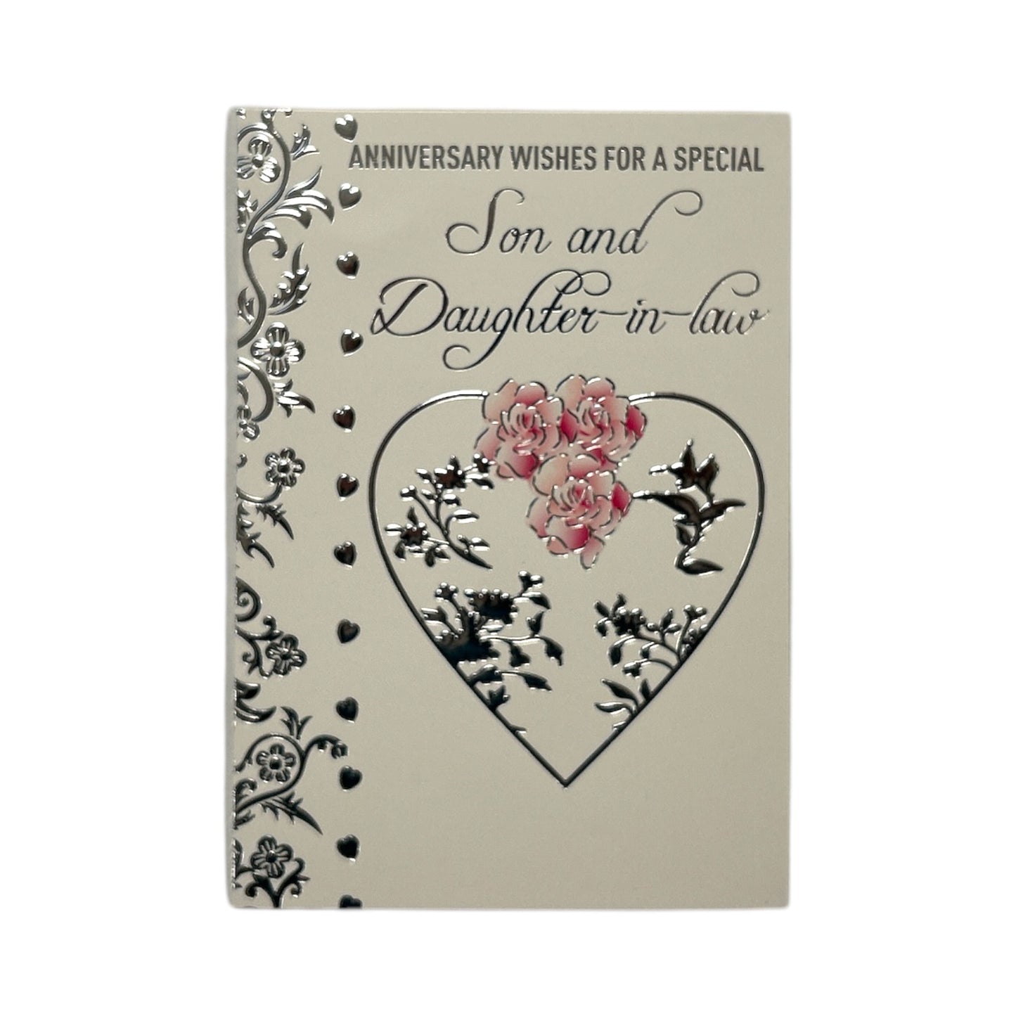 Son & Daughter-In-Law Traditional Heart Design Anniversary Wishes Card