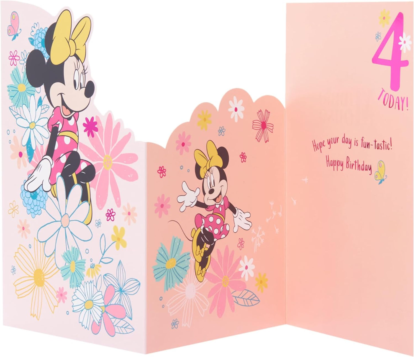 Floral Disney Minnie Mouse Age 4 Birthday Card