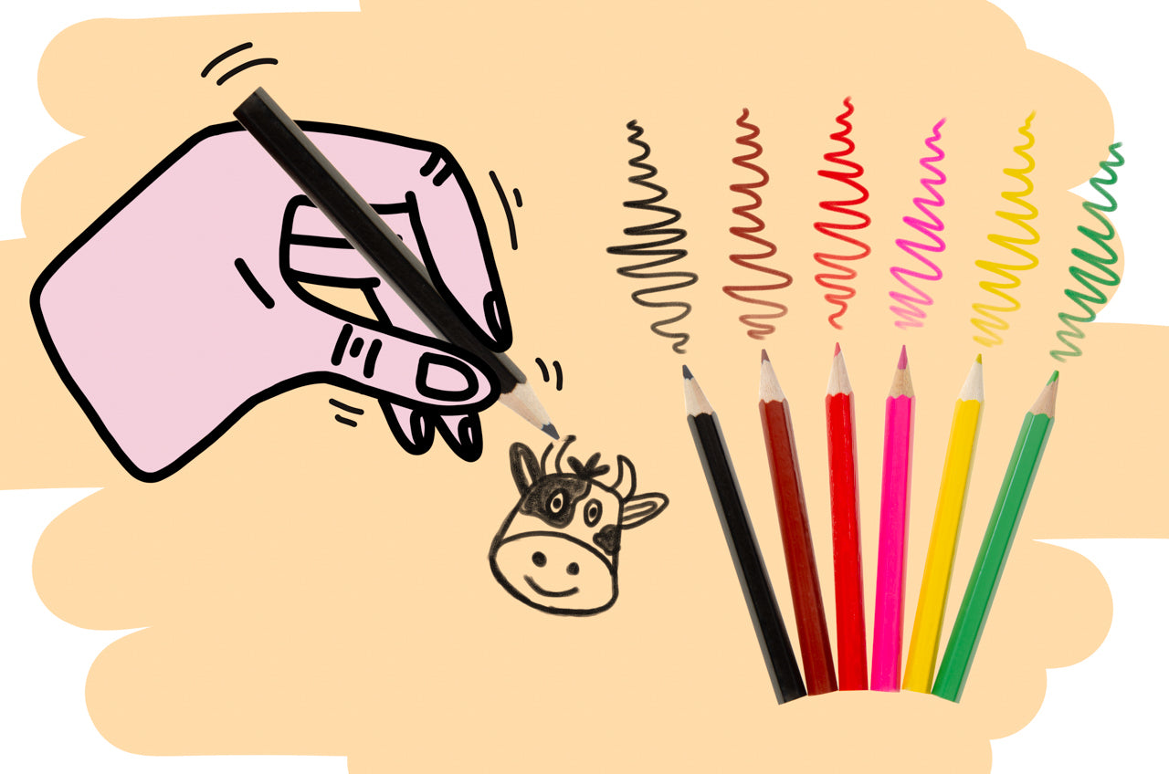 12 Pack of 6 Pieces Farm Animals Colored Pencils 9cm