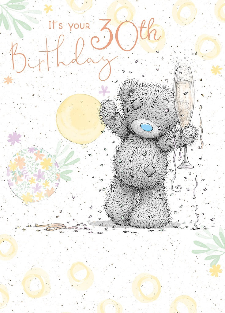 Happy 30th Birthday Tatty & Champagne Glass Card