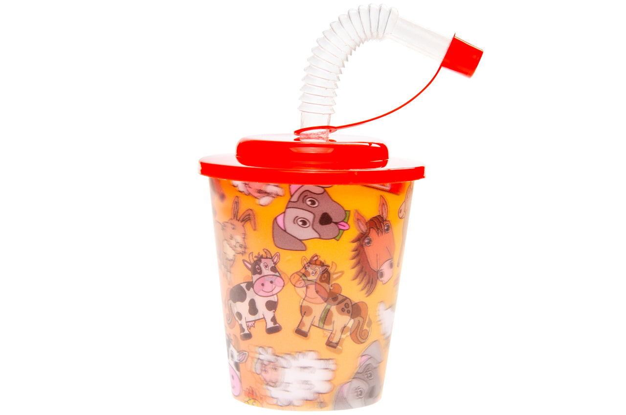Pack of 10 Pre Filled Farm Animal Theme Kids Party Favour Bags – Gift Bags with Reusable Cup & Themed Toys