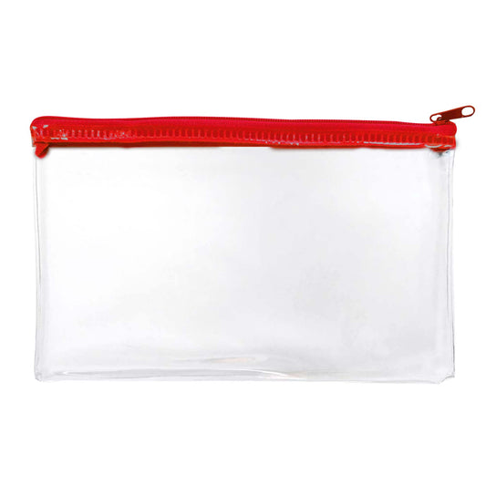 Janrax 8x5" Red Zip Clear Exam Pencil Case