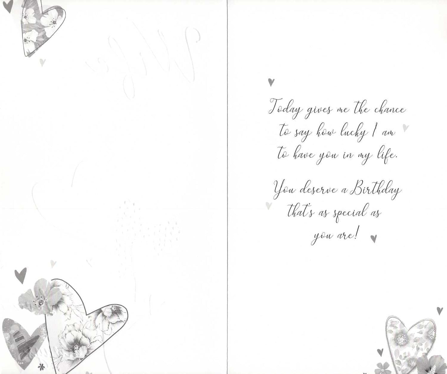 Embellished Love Hearts Wife Birthday Card