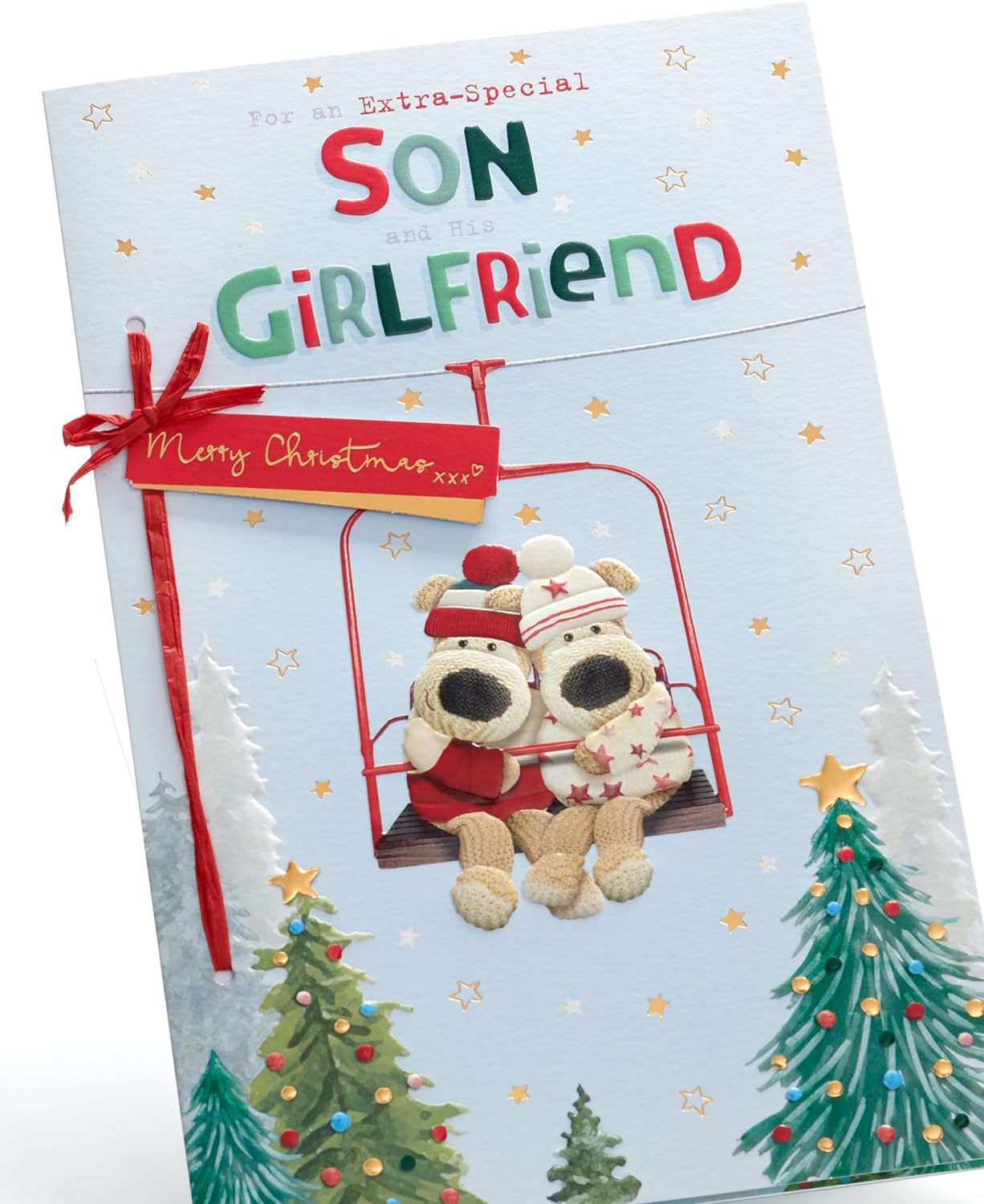 Son & Girlfriend Embellished Christmas Card Boofle 