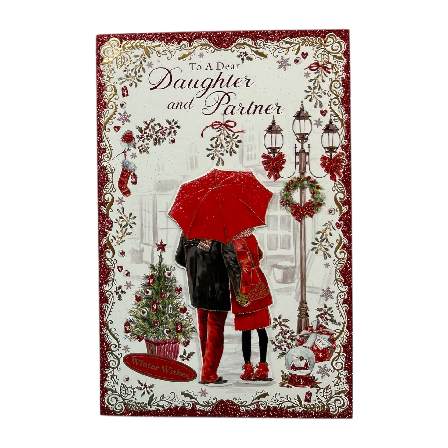 Winter Wishes To a Dear Daughter and Partner With Love Christmas Card