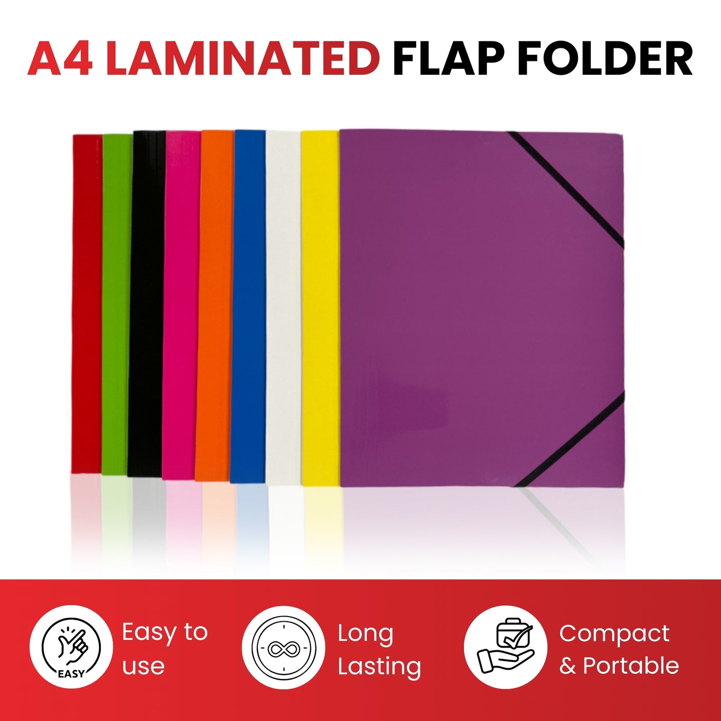 Janrax A4 Green Laminated Card 3 Flap Folder with Elastic Closure