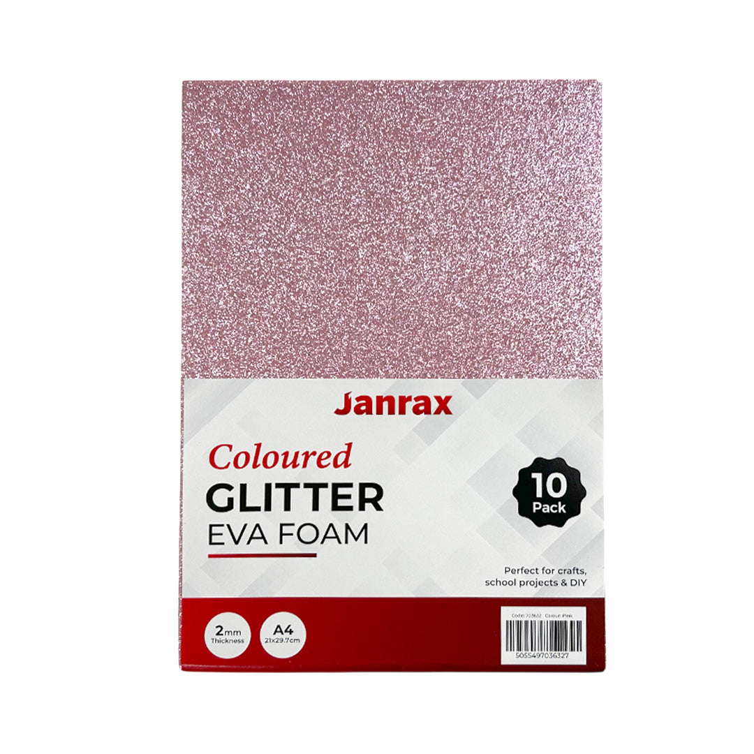 Pack of 100 A4 Pink Glitter EVA Foam Sheets