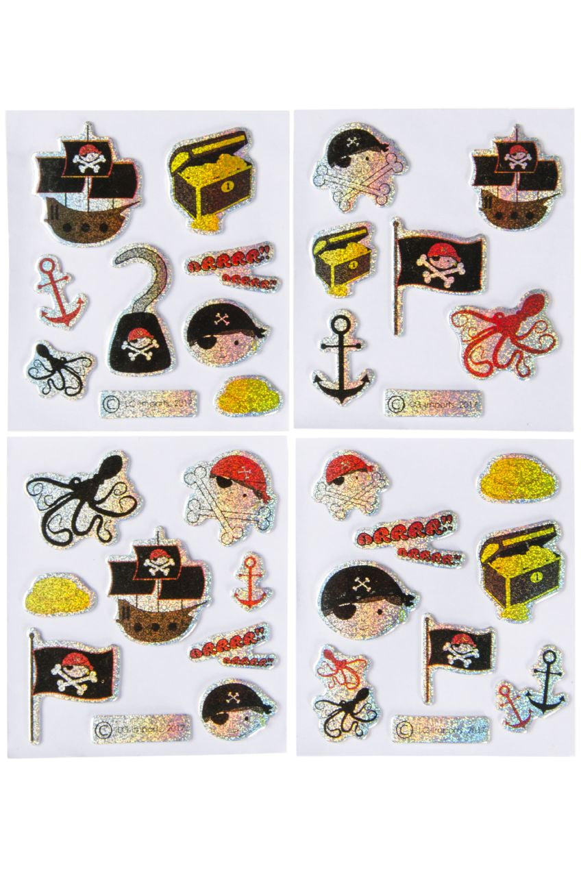 Pack of 12 Shiny Pirate Design Stickers
