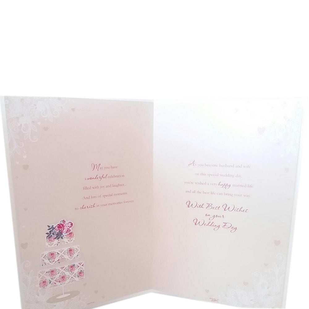Best Wishes 3 Tier Cake Design Wedding Day Card