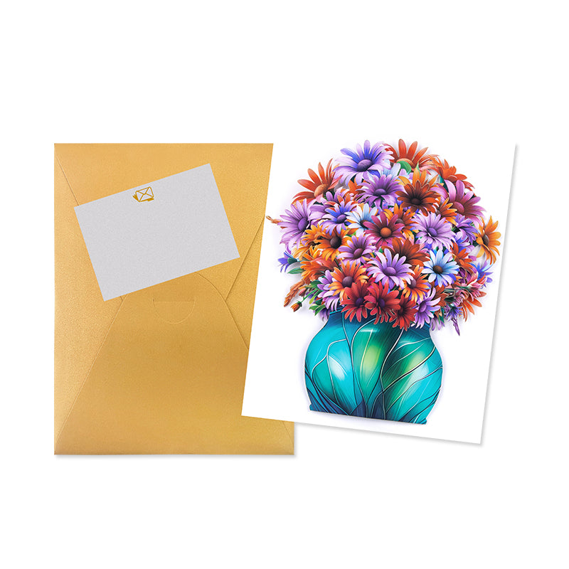 Daisy Delight Vibrant 3D Pop Up Flower Vase Greeting Card - Birthday Anniversary Mother's Valentine's Day