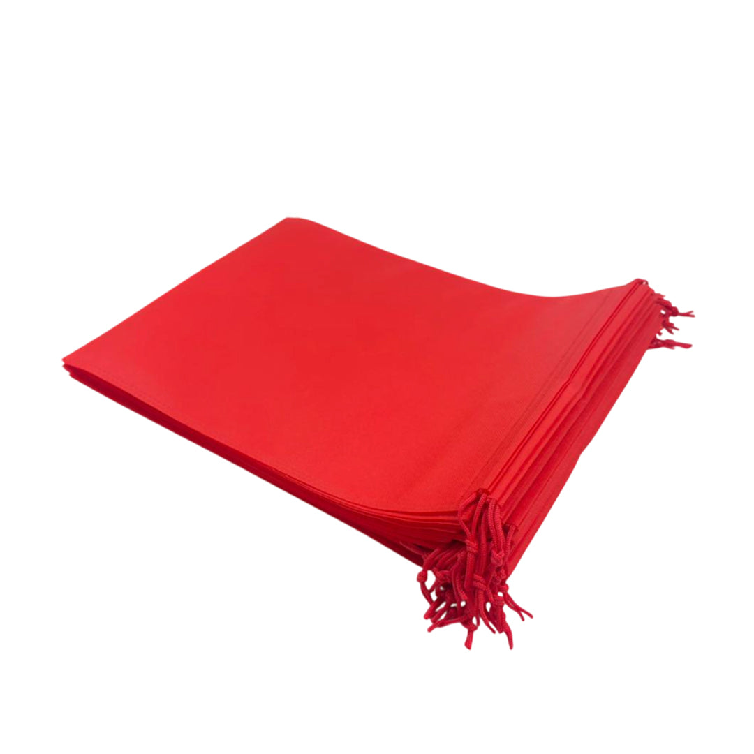 Pack of 50 Red Coloured 32x22cm Non-Woven Drawstring Bags