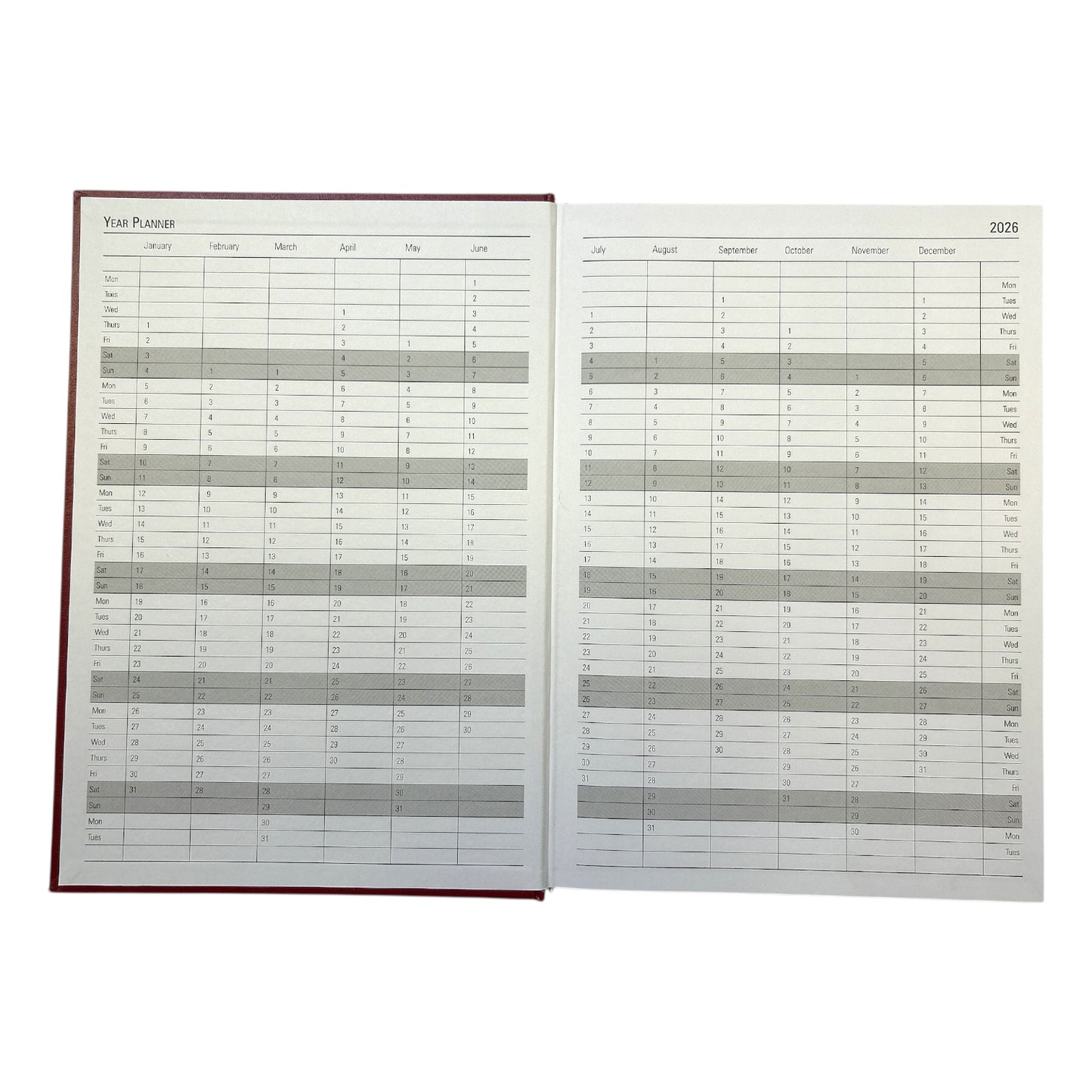 Janrax 2026 A4 Day Per Page Black Desk Diary