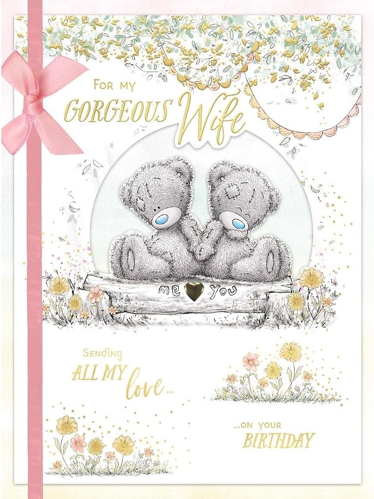 Bears On Log Holding Hands Wife Luxury Boxed Birthday Card
