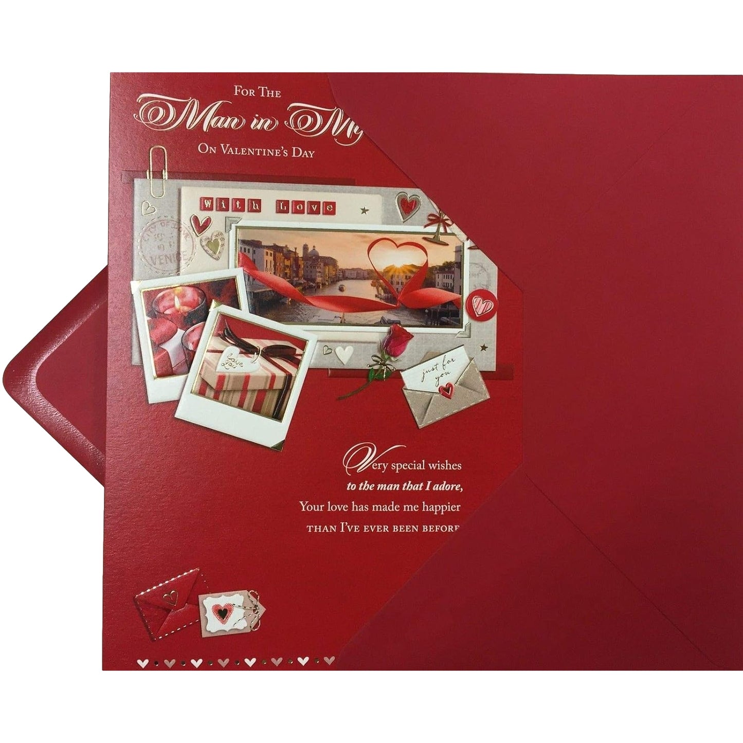 For The Man In My Life Traditional Gold Foil Valentine's Day Card With Nice Verse