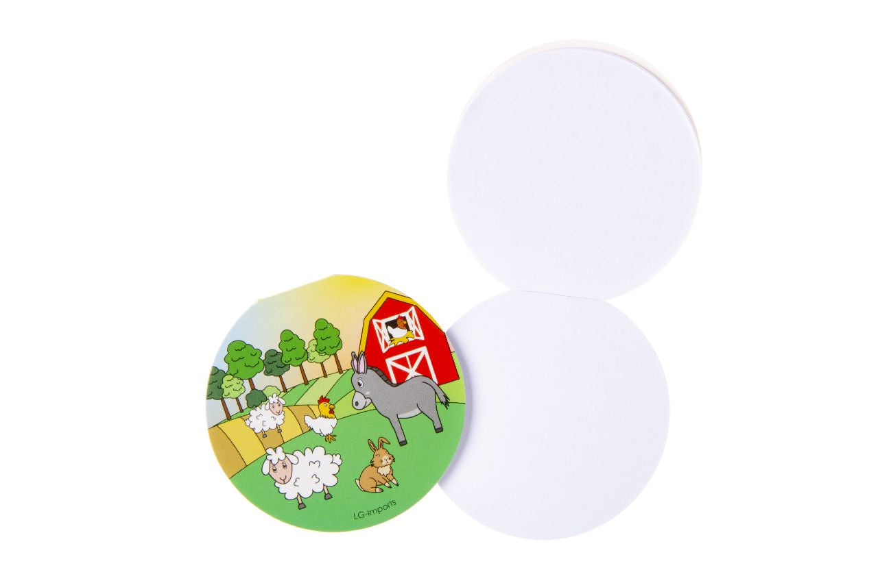 Pack of 12 Round Farm Animals Design Notebook 8cm