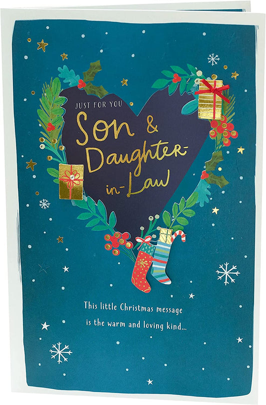 Son and Daughter-In-Law Foliage Heart Christmas Card